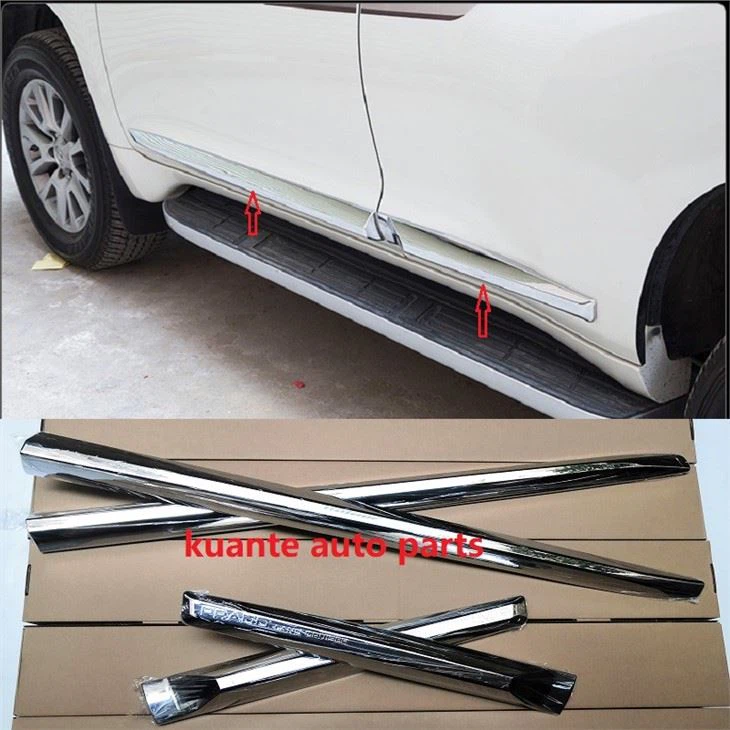 Piezas de moldura de carrocería de automóvil Moldura de puertas laterales cromadas para Toyota Prado 2010-2018