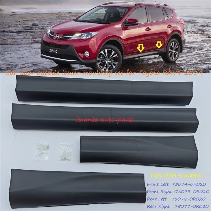 Moldura inferior exterior de puerta de coche para Toyota RAV4 2014 75074-0R020 75073-0R020 75078-0R020 75077-0R020